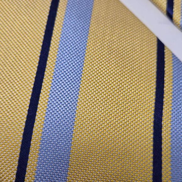 CHARLES TYRWHITT SILK TIE YELLOW BLUE TEXTURED REPP STRIPE SATIN 3.25" X 60" NEW - Picture 2 of 4